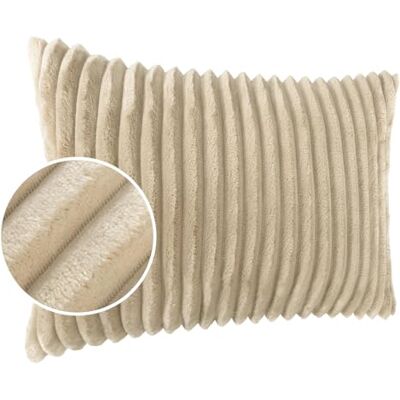 Kisska Housse de coussin décorative en velours côtelé Ultra douce Rayé Lilli 30 x 50 cm Sans rembourrage Crème Kisska Housse de coussin décorative en velours côtelé Ultra douce Rayé Lilli 30 x 50 cm Sans rembourrage Crème