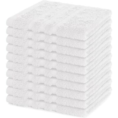 Lavea ® Lot de 10 Lavettes 30x30 cm Blanc 100% Coton Éponge, Serviettes Visage et Serviettes Invité Douces et Absorbantes, Lavables pour Salle de Bain, Maison, Hôtel Lavea ® Lot de 10 Lavettes 30x30 cm Blanc 100% Coton Éponge, Serviettes Visage et Serviettes Invité Douces et Absorbantes, Lavables pour Salle de Bain, Maison, Hôtel