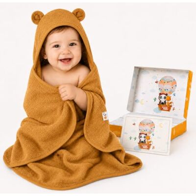 FUCHSUNDPANDA Fuchs&Panda Serviette à capuche extra épaisse, chaude et douce, 75 x 75 cm, 100 % bambou, avec emballage cadeau (marron argile) FUCHSUNDPANDA Fuchs&Panda Serviette à capuche extra épaisse, chaude et douce, 75 x 75 cm, 100 % bambou, avec emballage cadeau (marron argile)