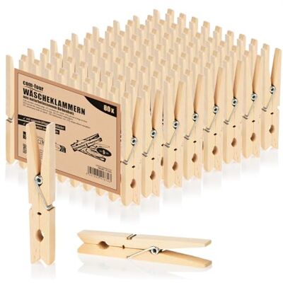 com-four ® 80x pinces à linge XL en bois, pinces à linge en bois durables pinces à linge en bois non traité pour suspendre les vêtements environ 9 cm com-four ® 80x pinces à linge XL en bois, pinces à linge en bois durables pinces à linge en bois non traité pour suspendre les vêtements environ 9 cm