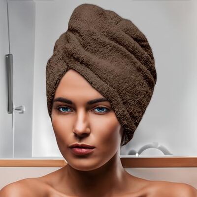 Soleil d'ocre , Serviette de bain pour la tête en coton 24x62 cm LAGUNE brun Soleil d'ocre , Serviette de bain pour la tête en coton 24x62 cm LAGUNE brun