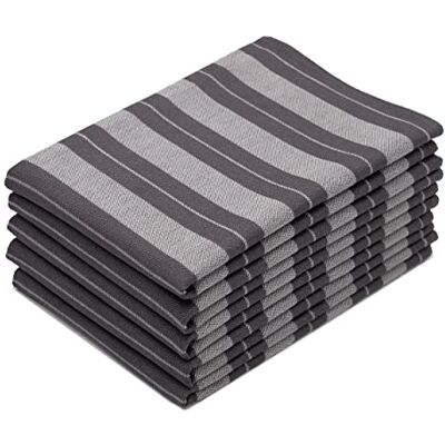 ZOLLNER Lot de 5 torchons de cuisine, en coton, 50 x 70 cm, absorbants et résistants, lavables jusqu'à 60 °C, en graphite rayé, qualité gastronomique, certifiés Oeko Tex® ZOLLNER Lot de 5 torchons de cuisine, en coton, 50 x 70 cm, absorbants et résistants, lavables jusqu'à 60 °C, en graphite rayé, qualité gastronomique, certifiés Oeko Tex®