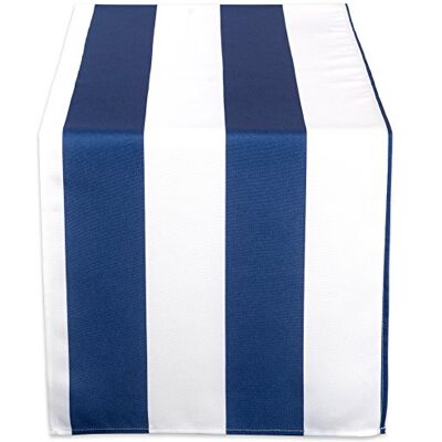 DII Cabana Chemin de table d'extérieur à rayures, résistant aux taches, infroissable et imperméable, 35,6 x 274,3 cm, bleu nautique DII Cabana Chemin de table d'extérieur à rayures, résistant aux taches, infroissable et imperméable, 35,6 x 274,3 cm, bleu nautique