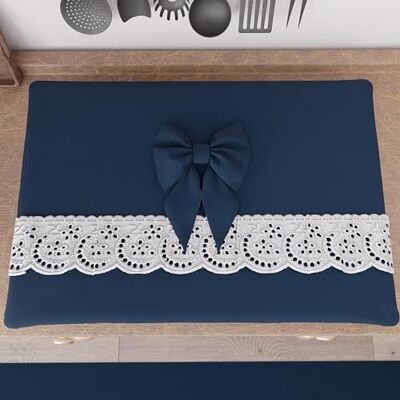 PETTI Artigiani Italiani Couvre-cuiseur élégant, couvre-cuiseur shabby chic en couleur unie avec volants en dentelle sangallo et nœuds, couvre-cuisinière en coton, couvre-cuiseur 70 x 50 cm bleu PETTI Artigiani Italiani Couvre-cuiseur élégant, couvre-cuiseur shabby chic en couleur unie avec volants en dentelle sangallo et nœuds, couvre-cuisinière en coton, couvre-cuiseur 70 x 50 cm bleu