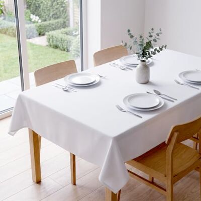 WOLTU Nappe de Table rectangulaire Aspect Lin Protection Décoration de Table Imperméable 130 x 260 cm Blanc TD3044ws WOLTU Nappe de Table rectangulaire Aspect Lin Protection Décoration de Table Imperméable 130 x 260 cm Blanc TD3044ws