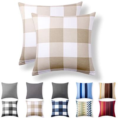 Alreya Renforcé Taie d'oreiller Lot de 2 100% Coton 60 x 60 cm avec Fermeture éclair YKK Hypoallergénique sans Produits Chimiques Damiers Bruns Alreya Renforcé Taie d'oreiller Lot de 2 100% Coton 60 x 60 cm avec Fermeture éclair YKK Hypoallergénique sans Produits Chimiques Damiers Bruns