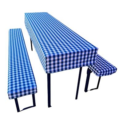 Lemos Home Lot de 3 coussins pour tente à bière comprenant 1 nappe et 2 housses de banc Taille et couleurs au choix (220 x 50 cm, carreaux bleus) Lemos Home Lot de 3 coussins pour tente à bière comprenant 1 nappe et 2 housses de banc Taille et couleurs au choix (220 x 50 cm, carreaux bleus)