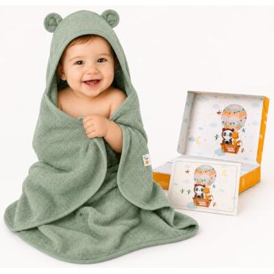 FUCHSUNDPANDA ® Serviette à Capuche pour Bébé Extra Épaisse 75 x 75 cm 100% Bambou Chaude et Douce Superbe Emballage Cadeau (Vert) FUCHSUNDPANDA ® Serviette à Capuche pour Bébé Extra Épaisse 75 x 75 cm 100% Bambou Chaude et Douce Superbe Emballage Cadeau (Vert)