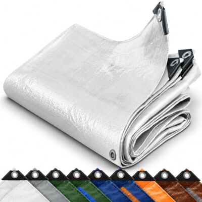 KARAT Bâche de Protection Tarpaulin étanche, résistant à la déchirure Bâche avec Oeillets Inoxydable Couverture extérieure pour travaux Epaisse densité 90 g/m², Blanc 1,5x6 m KARAT Bâche de Protection Tarpaulin étanche, résistant à la déchirure Bâche avec Oeillets Inoxydable Couverture extérieure pour travaux Epaisse densité 90 g/m², Blanc 1,5x6 m