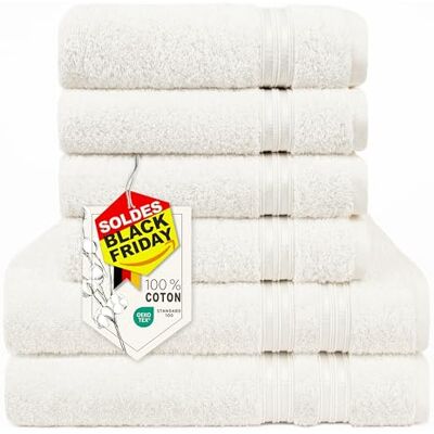 Hammetex Lot de 6 Serviettes 100% Coton 500 GSM – 2 Serviettes de Bain 70x140 cm + 4 Serviettes à Mains 50x100 cm, Douces, Absorbantes, Certifiées OEKO-TEX, Crème Hammetex Lot de 6 Serviettes 100% Coton 500 GSM – 2 Serviettes de Bain 70x140 cm + 4 Serviettes à Mains 50x100 cm, Douces, Absorbantes, Certifiées OEKO-TEX, Crème
