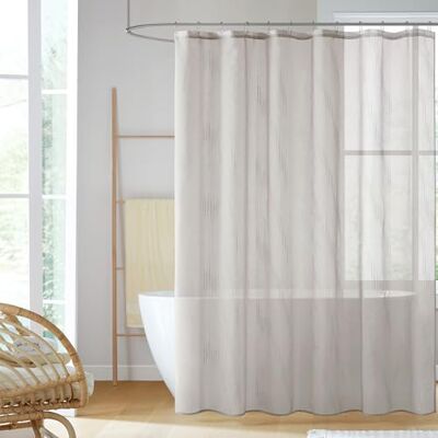 Madison Park Anna Sheers Rideau de douche texturé rayé, moderne milieu du siècle, lavable en machine, 183 x 183 cm, gris Madison Park Anna Sheers Rideau de douche texturé rayé, moderne milieu du siècle, lavable en machine, 183 x 183 cm, gris