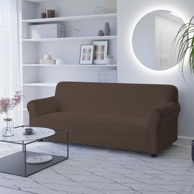 Italian Bed Linen Dahlia Housse de canapé élastique en polyester Marron 3 places Italian Bed Linen Dahlia Housse de canapé élastique en polyester Marron 3 places