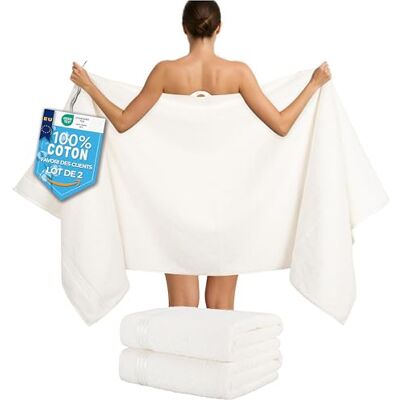 Hammetex Lot de 2 Très Grandes Serviettes de Bain et Sauna 80x200 cm, 100% Coton 500 GSM, Absorbantes, Séchage Rapide, Certifiées OEKO-TEX, Serviettes de Spa et de Sauna, Crème Hammetex Lot de 2 Très Grandes Serviettes de Bain et Sauna 80x200 cm, 100% Coton 500 GSM, Absorbantes, Séchage Rapide, Certifiées OEKO-TEX, Serviettes de Spa et de Sauna, Crème