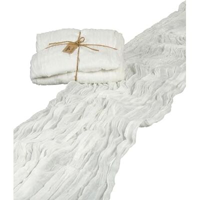 Halbach Seidenbänder Chemin de table, largeur : 70 cm, longueur : 300 cm, chemin de table lavable pour mariage, anniversaire, décoration de table, nappe fine, aspect coton, couleur : blanc naturel Halbach Seidenbänder Chemin de table, largeur : 70 cm, longueur : 300 cm, chemin de table lavable pour mariage, anniversaire, décoration de table, nappe fine, aspect coton, couleur : blanc naturel