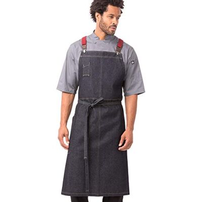 Chef Works Tablier de travail, Bleu indigo avec bretelles vin, taille unique Chef Works Tablier de travail, Bleu indigo avec bretelles vin, taille unique