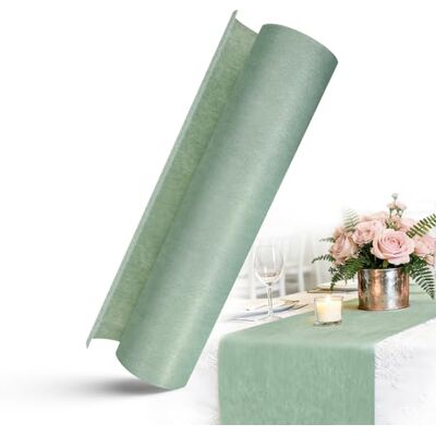KENPOJO Chemin de table vert 30 cm x 25 m Décoration de table pour mariage, anniversaire, confirmation, baptême et fête dans le jardin KENPOJO Chemin de table vert 30 cm x 25 m Décoration de table pour mariage, anniversaire, confirmation, baptême et fête dans le jardin