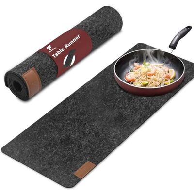 shinfly Chemin de Table, 100x30cm Feutre et Cuir Moderne, Lavables Antidérapant Résistant à l'Usure à la Chaleur, Nappe Ameublement et Décoration shinfly Chemin de Table, 100x30cm Feutre et Cuir Moderne, Lavables Antidérapant Résistant à l'Usure à la Chaleur, Nappe Ameublement et Décoration