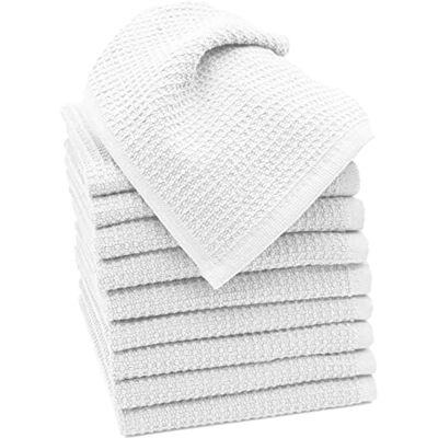 ZOLLNER Lot de 10 serviettes à savon gaufré 100% coton, 30 x 30 cm, blanc ZOLLNER Lot de 10 serviettes à savon gaufré 100% coton, 30 x 30 cm, blanc