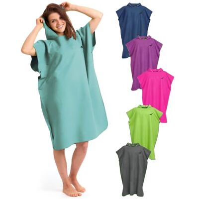 Fit-Flip Serviette à changement – légère et à séchage rapide – aussi comme serviette poncho en microfibre, poncho surf – Taille: L Couleur: jade Fit-Flip Serviette à changement – légère et à séchage rapide – aussi comme serviette poncho en microfibre, poncho surf – Taille: L Couleur: jade