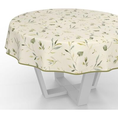 ANRO Nappe en toile cirée lavable, imperméable, ronde, 120 cm, avec ourlet (bordé), motif floral canadien ANRO Nappe en toile cirée lavable, imperméable, ronde, 120 cm, avec ourlet (bordé), motif floral canadien