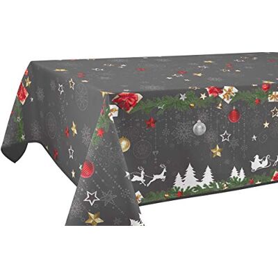 Nappe rectangulaire gris de Noël - Imperméable, polyester Nappe rectangulaire gris de Noël - Imperméable, polyester