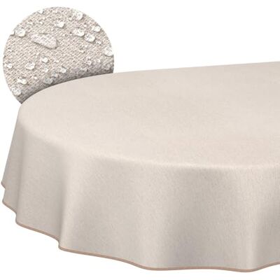ANRO Nappe en tissu 70% coton, 30% polyester, jacquard damassé, ornement uni, lavable, beige, gris, linge de table 220 x 140 cm ANRO Nappe en tissu 70% coton, 30% polyester, jacquard damassé, ornement uni, lavable, beige, gris, linge de table 220 x 140 cm