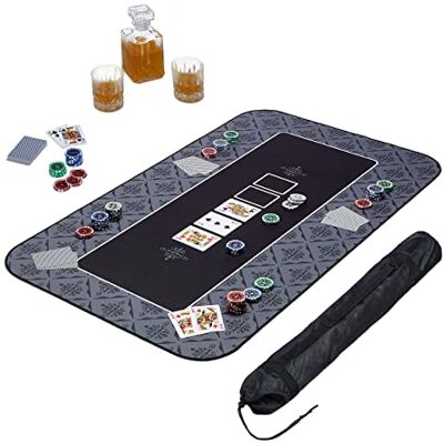 Relaxdays Texas Holdem Tapis de poker 100 x 60 cm Grand tapis de table de poker antidérapant en polyester Accessoire de poker Noir Relaxdays Texas Holdem Tapis de poker 100 x 60 cm Grand tapis de table de poker antidérapant en polyester Accessoire de poker Noir