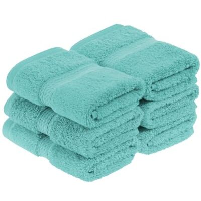 Superior Lot de 6 serviettes pour visage/gants de toilette en coton égyptien, douces, épaisses et absorbantes, pour salle de bains, hôtel, spa, turquoise Superior Lot de 6 serviettes pour visage/gants de toilette en coton égyptien, douces, épaisses et absorbantes, pour salle de bains, hôtel, spa, turquoise