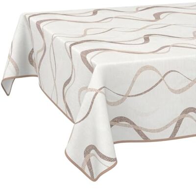 ANRO Nappe en toile cirée lavable, pour table de jardin, extérieur et intérieur, avec ourlet, vagues, 260 x 140 cm ANRO Nappe en toile cirée lavable, pour table de jardin, extérieur et intérieur, avec ourlet, vagues, 260 x 140 cm
