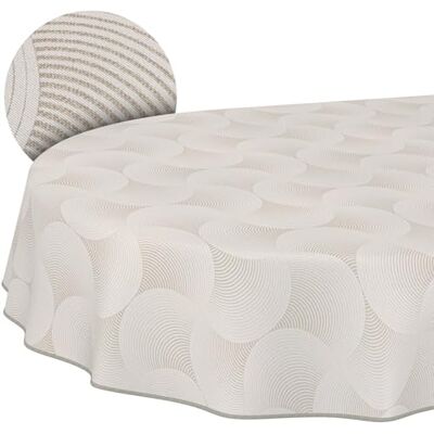 ANRO Nappe lavable, effet lotus Facile d'entretien En coton et polyester Anti-taches Pour l'extérieur Curva Gris Ovale 180 x 140 cm Avec ruban passepoilé ANRO Nappe lavable, effet lotus Facile d'entretien En coton et polyester Anti-taches Pour l'extérieur Curva Gris Ovale 180 x 140 cm Avec ruban passepoilé