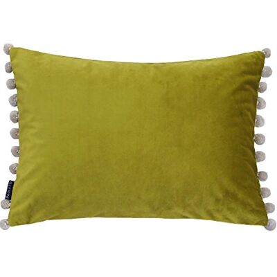 Paoletti Fiesta Housse de coussin rectangulaire Aspect velours avec bord pompon Bambou naturel 35 x 50 cm Paoletti Fiesta Housse de coussin rectangulaire Aspect velours avec bord pompon Bambou naturel 35 x 50 cm