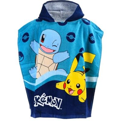 Pokémon Pokemon Poncho de bain à capuche pour enfant garçon Pikachu Schiggy 55 x 110 cm Pokémon Pokemon Poncho de bain à capuche pour enfant garçon Pikachu Schiggy 55 x 110 cm