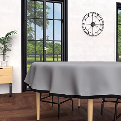 Soleil d'ocre , Nappe Ronde Anti-tâches en Microfibre lavée diamètre 180 cm Boheme Gris Soleil d'ocre , Nappe Ronde Anti-tâches en Microfibre lavée diamètre 180 cm Boheme Gris