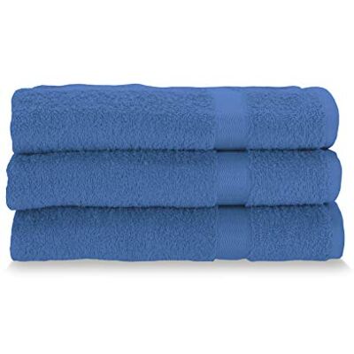 Gabel Lot de 3 serviettes pour visage, éponge en pur coton, hydrophile, 60 x 100 cm, bleu électrique, Gabel Lot de 3 serviettes pour visage, éponge en pur coton, hydrophile, 60 x 100 cm, bleu électrique,