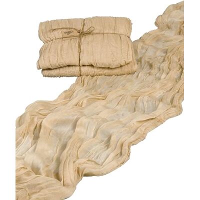 Halbach Seidenbänder Chemin de table, largeur : 70 cm, longueur : 300 cm, chemin de table lavable pour mariage, anniversaire, décoration de table, nappe fine, aspect coton, couleur sable Halbach Seidenbänder Chemin de table, largeur : 70 cm, longueur : 300 cm, chemin de table lavable pour mariage, anniversaire, décoration de table, nappe fine, aspect coton, couleur sable