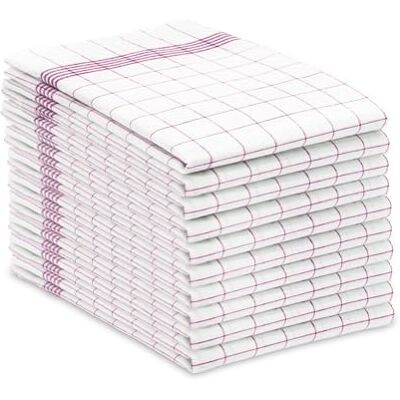 ZOLLNER Set de 10 torchons, Coton, 50x70 cm, Rouge à Carreaux, 170g/m² ZOLLNER Set de 10 torchons, Coton, 50x70 cm, Rouge à Carreaux, 170g/m²