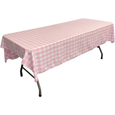 LA Linen Nappe rectangulaire à Carreaux, Polyester, Rose/Blanc, 152.4 x 259 x 0.04 cm LA Linen Nappe rectangulaire à Carreaux, Polyester, Rose/Blanc, 152.4 x 259 x 0.04 cm