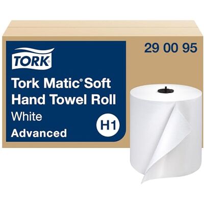 Tork 290095 Advanced Soft Matic Lot de 6 rouleaux d'essuie-mains en papier 1 pli 19,6 cm de large x 230 m de long, blanc (2900 m par rouleau, 5 400 m) Tork 290095 Advanced Soft Matic Lot de 6 rouleaux d'essuie-mains en papier 1 pli 19,6 cm de large x 230 m de long, blanc (2900 m par rouleau, 5 400 m)