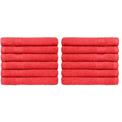 NatureMark Serviettes d'invité – Lot de 12 (30x50 cm), 100% Coton, Certification Oeko-Tex, Douces, absorbantes et faciles d'entretien – pour Salle de Bain, invités et Spa – Couleur Rouge NatureMark Serviettes d'invité – Lot de 12 (30x50 cm), 100% Coton, Certification Oeko-Tex, Douces, absorbantes et faciles d'entretien – pour Salle de Bain, invités et Spa – Couleur Rouge