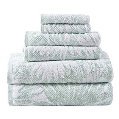 Tommy Bahama 100% coton éponge, certifié Oeko-Tex, super doux et absorbant, poids moyen, vert sauge/blanc, 6 pièces Tommy Bahama 100% coton éponge, certifié Oeko-Tex, super doux et absorbant, poids moyen, vert sauge/blanc, 6 pièces