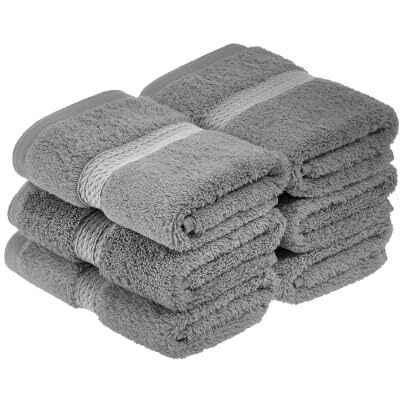 Superior Lot de 6 serviettes pour le visage 100% coton peigné à longues fibres, 900 g, anthracite Superior Lot de 6 serviettes pour le visage 100% coton peigné à longues fibres, 900 g, anthracite