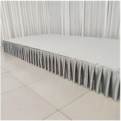 JFNKLFG Jupe de table colorée en soie glacée Jupe de table de mariage pour nappe, décoration de scène (gris, H 75 x L 300 cm) JFNKLFG Jupe de table colorée en soie glacée Jupe de table de mariage pour nappe, décoration de scène (gris, H 75 x L 300 cm)