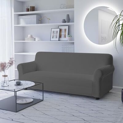 Italian Bed Linen Dahlia Housse de canapé élastique en polyester Gris foncé 3 places Italian Bed Linen Dahlia Housse de canapé élastique en polyester Gris foncé 3 places