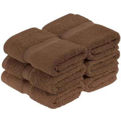 Superior Lot de 6 petites serviettes pour visage/gants de toilette en coton égyptien, douces, épaisses et absorbantes, pour salle de bains, hôtel, spa, chocolat Superior Lot de 6 petites serviettes pour visage/gants de toilette en coton égyptien, douces, épaisses et absorbantes, pour salle de bains, hôtel, spa, chocolat