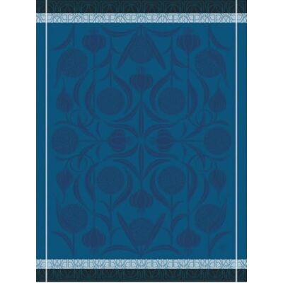 LE JACQUARD FRANÇAIS Élégant torchon de cuisine avec motif floral, nappe bleu pétrole, textile décoratif avec motif artichaut, 100 % coton LE JACQUARD FRANÇAIS Élégant torchon de cuisine avec motif floral, nappe bleu pétrole, textile décoratif avec motif artichaut, 100 % coton