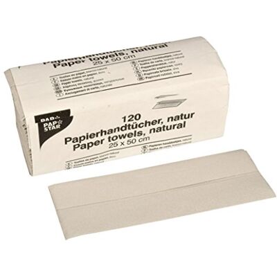 PAPSTAR , Lot de 120 feuilles de papier essuie-mains 50 x 25 cm Pliage en C 1 pli 1 pli #17203 PAPSTAR , Lot de 120 feuilles de papier essuie-mains 50 x 25 cm Pliage en C 1 pli 1 pli #17203