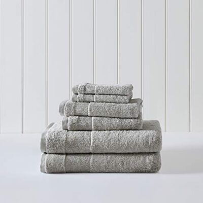 Tommy Bahama Serviettes de bain, en coton, absorbantes et résistantes à la décoloration, décoration de salle de bain tendance, certifiée Oeko-Tex (Island Retreat gris, 6 pièces) Tommy Bahama Serviettes de bain, en coton, absorbantes et résistantes à la décoloration, décoration de salle de bain tendance, certifiée Oeko-Tex (Island Retreat gris, 6 pièces)