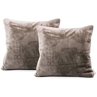 DecoKing Lot de 2 housses de coussin 45 x 45 cm en microfibre avec fermeture éclair et polaire Cappuccino Mic DecoKing Lot de 2 housses de coussin 45 x 45 cm en microfibre avec fermeture éclair et polaire Cappuccino Mic