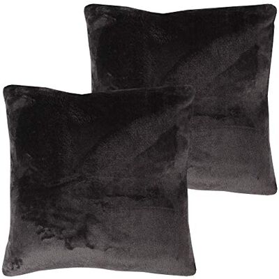 Bestlivings Celina Lot de 2 coussins décoratifs en peluche Noir 60 x 60 cm Bestlivings Celina Lot de 2 coussins décoratifs en peluche Noir 60 x 60 cm