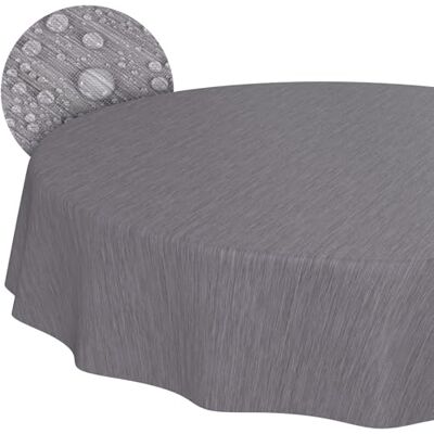 ANRO Nappe de table en toile cirée Aspect lin Facile d'entretien Imperméable 100 x 100 cm Ronde Bord coupé Gris ANRO Nappe de table en toile cirée Aspect lin Facile d'entretien Imperméable 100 x 100 cm Ronde Bord coupé Gris